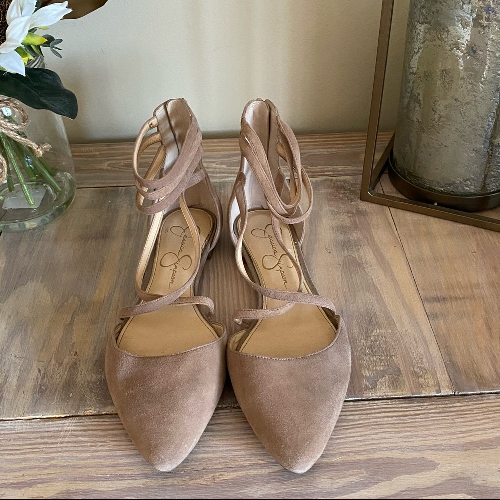 Jessica Simpson Strappy Suede Nude Flats